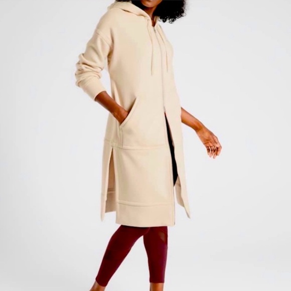 Athleta Sweaters - Sold 🤍Athleta Tenacity Duster Hooded Full Zip Longline sweatshirt jacket Beige